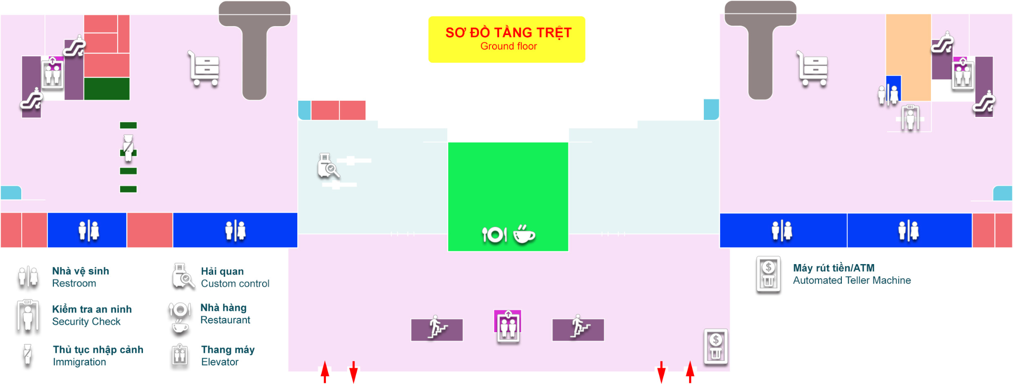 Sơ đồ tầng trệt sân bay Trà Nóc (Cần Thơ) 